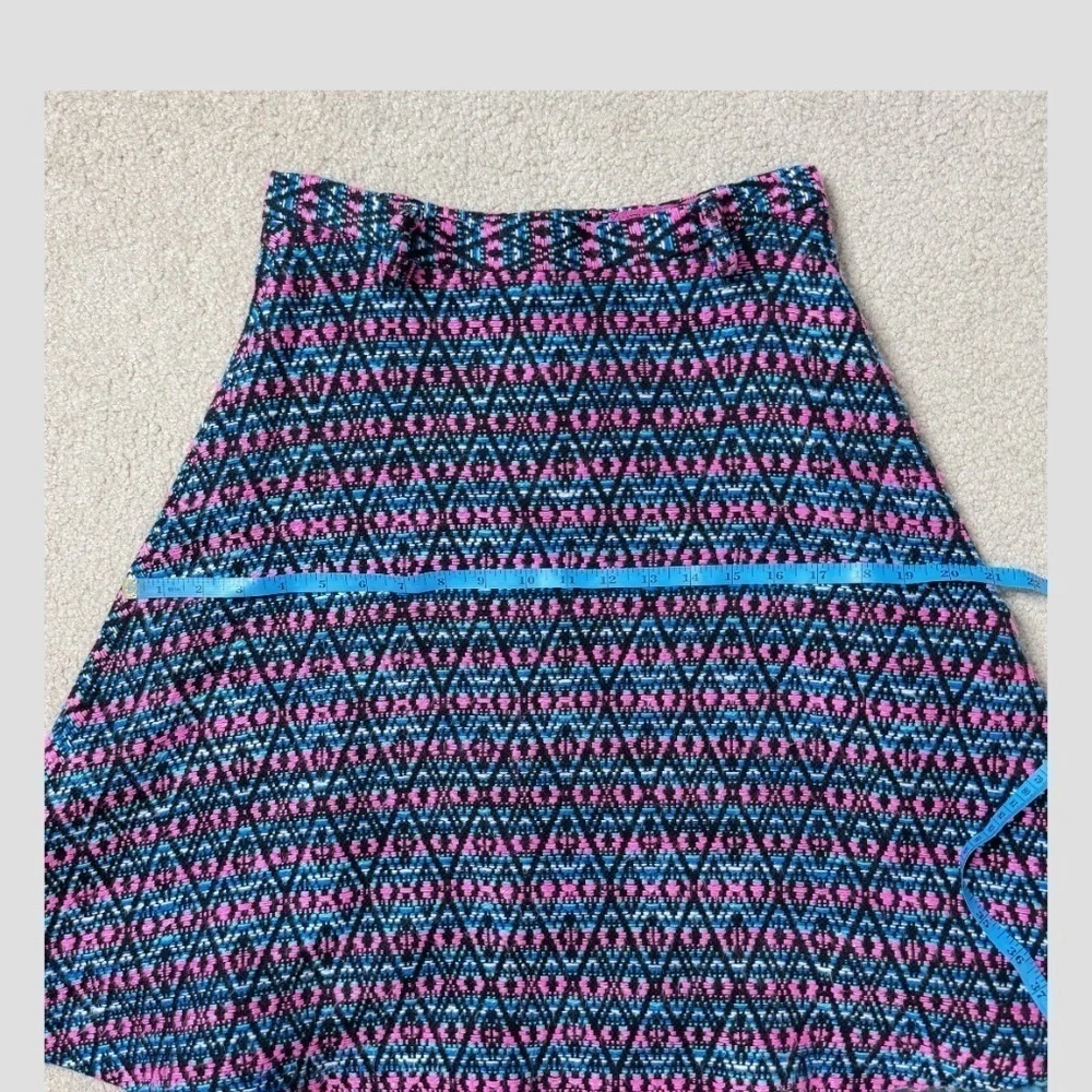Matthew Williamson A- Line Skirt Detachable Belt Textured Fabric Pink Blue Print